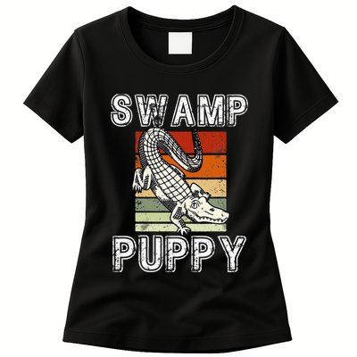 Swamp Puppy Cute Funny Sarcastic Alligator Crocodile Womens T-Shirt