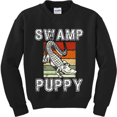 Swamp Puppy Cute Funny Sarcastic Alligator Crocodile Kids Sweatshirt