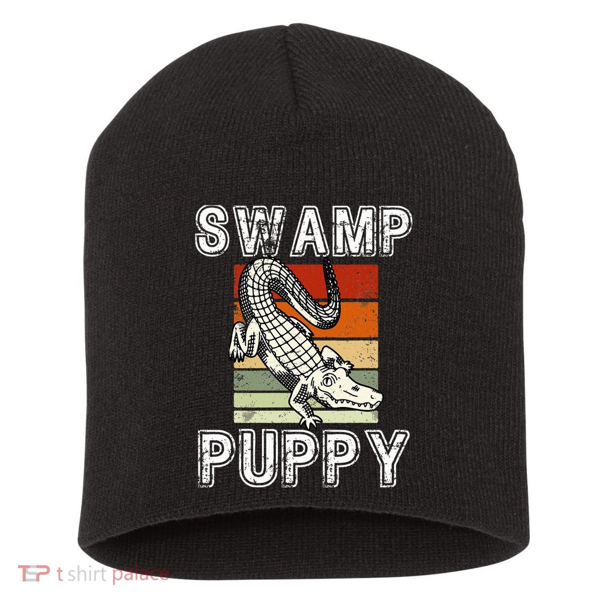 Swamp Puppy Cute Funny Sarcastic Alligator Crocodile Short Acrylic Beanie