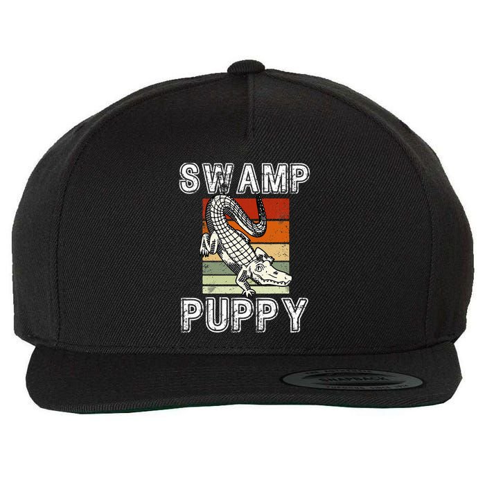 Swamp Puppy Cute Funny Sarcastic Alligator Crocodile Wool Snapback Cap