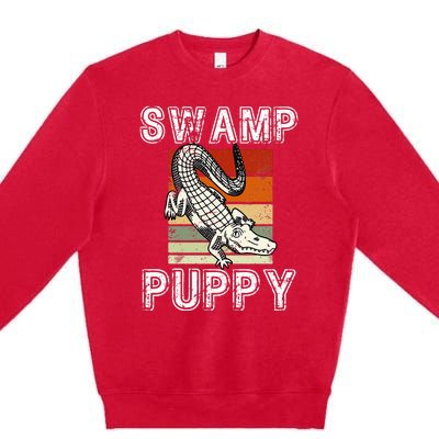 Swamp Puppy Cute Funny Sarcastic Alligator Crocodile Premium Crewneck Sweatshirt