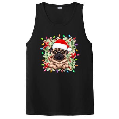 Santa Pug Christmas Lights Flowers Owner Family Gift PosiCharge Competitor Tank