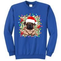 Santa Pug Christmas Lights Flowers Owner Family Gift Tall Sweatshirt