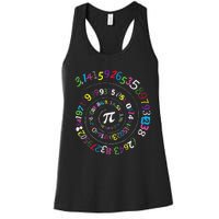 Spiral Pi Color Numbers Teacher Student Pi Day Women's Racerback Tank