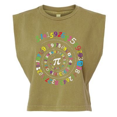 Spiral Pi Color Numbers Teacher Student Pi Day Garment-Dyed Women's Muscle Tee