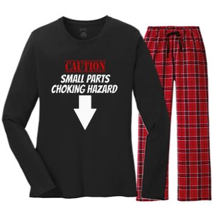 Small Parts Choking Hazard Funny Embarrassing Inappropriate Women's Long Sleeve Flannel Pajama Set 