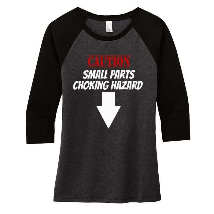 Small Parts Choking Hazard Funny Embarrassing Inappropriate Women's Tri-Blend 3/4-Sleeve Raglan Shirt