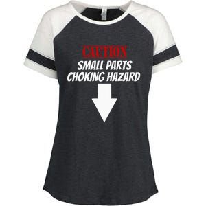 Small Parts Choking Hazard Funny Embarrassing Inappropriate Enza Ladies Jersey Colorblock Tee