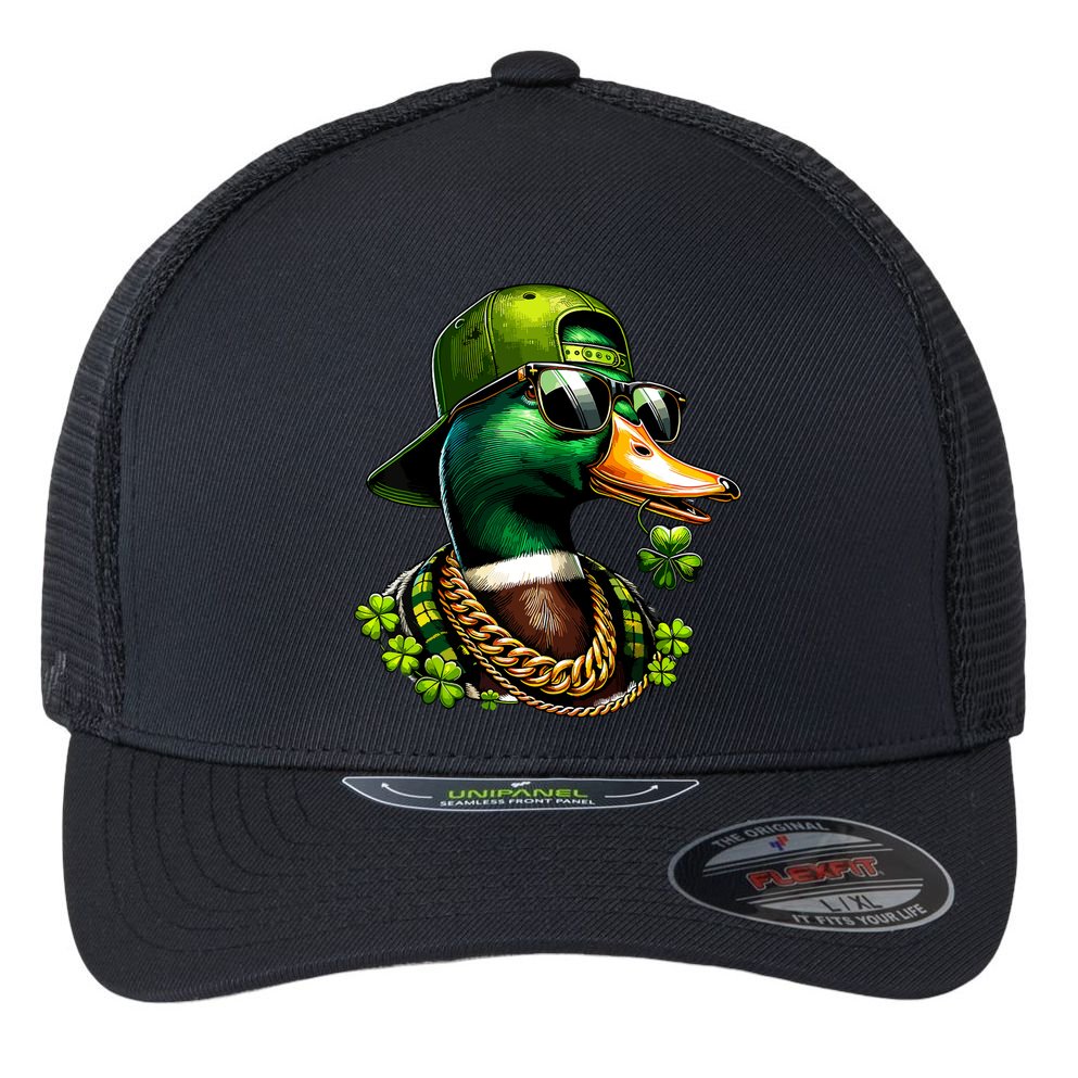 Saint Patricks Call Me Lucky Mallard Duck St Patricks Day Flexfit Unipanel Trucker Cap