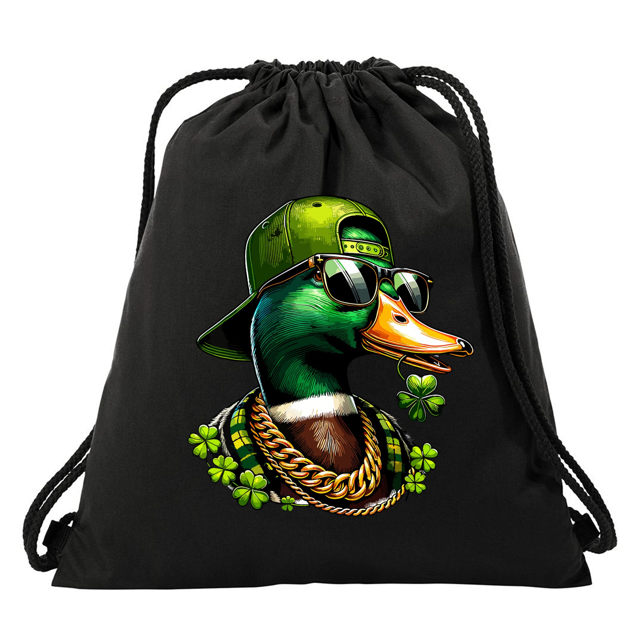 Saint Patricks Call Me Lucky Mallard Duck St Patricks Day Drawstring Bag