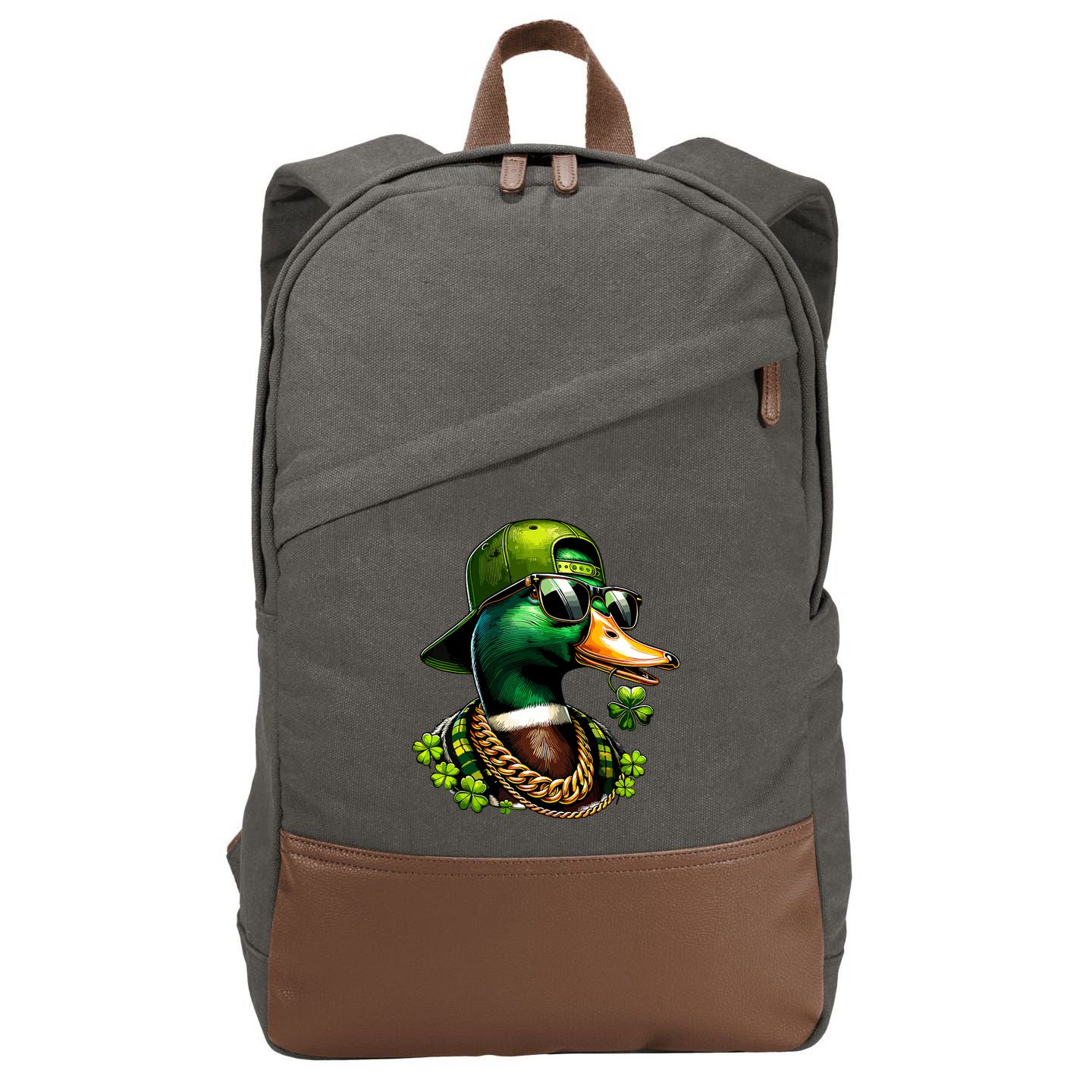 Saint Patricks Call Me Lucky Mallard Duck St Patricks Day Cotton Canvas Backpack