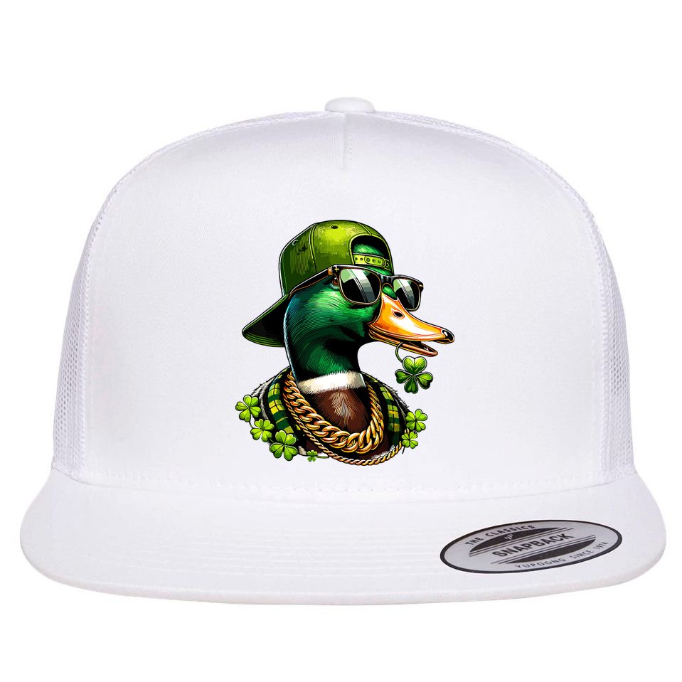 Saint Patricks Call Me Lucky Mallard Duck St Patricks Day Flat Bill Trucker Hat