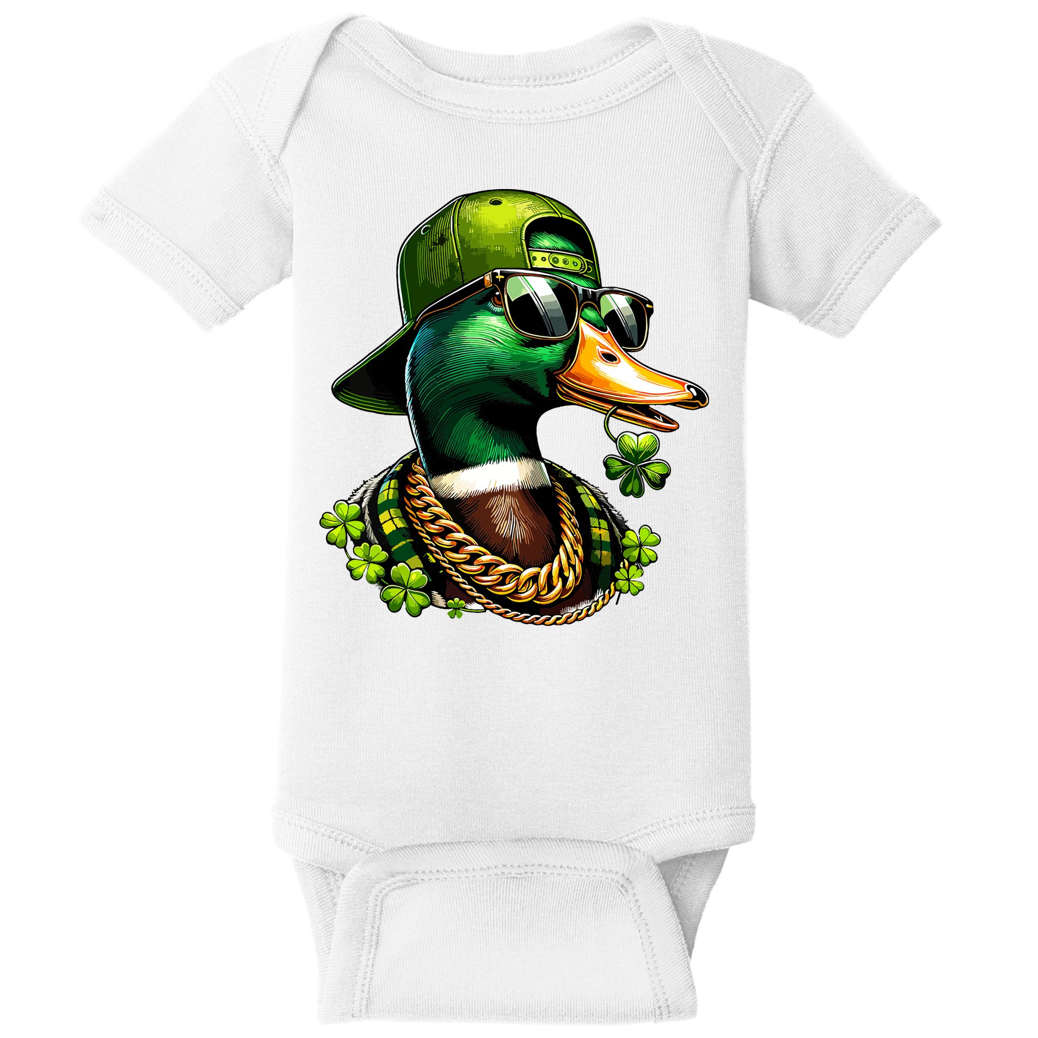 Saint Patricks Call Me Lucky Mallard Duck St Patricks Day Baby Bodysuit