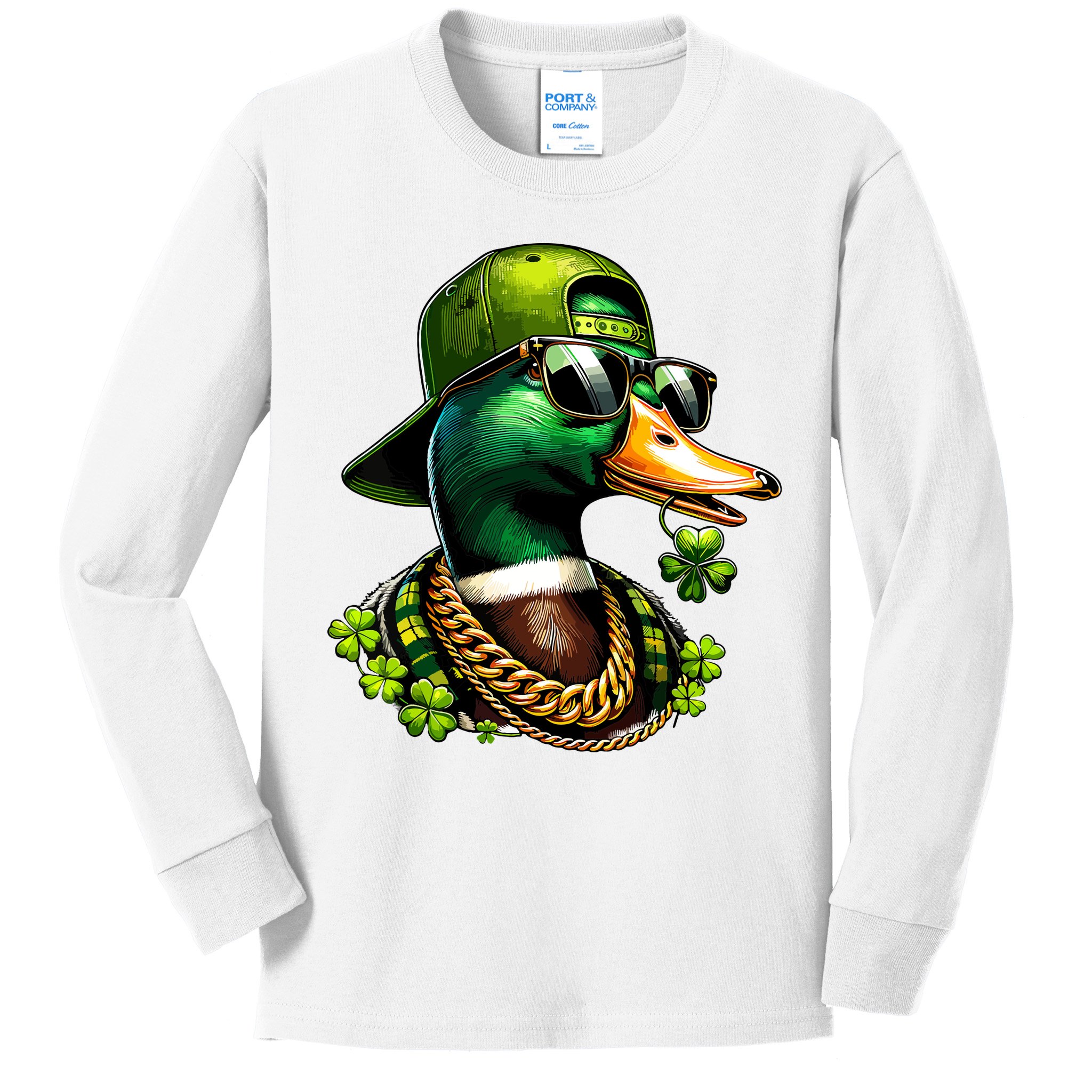 Saint Patricks Call Me Lucky Mallard Duck St Patricks Day Kids Long Sleeve Shirt