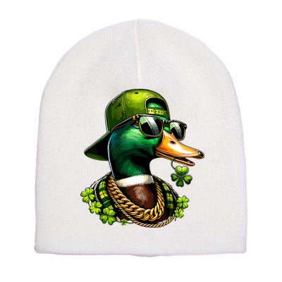 Saint Patricks Call Me Lucky Mallard Duck St Patricks Day Short Acrylic Beanie