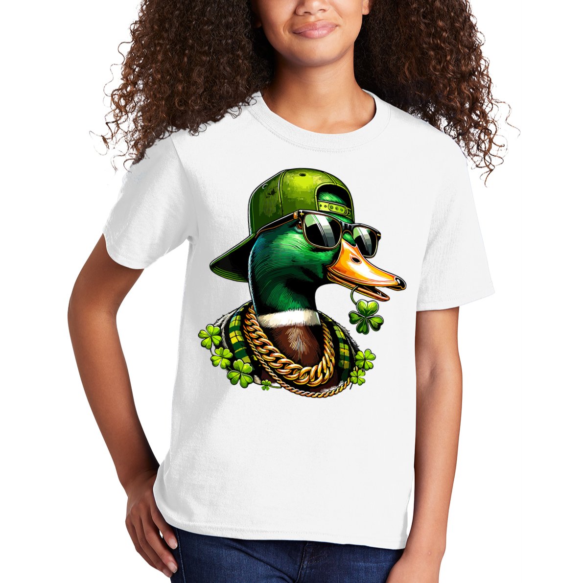 Saint Patricks Call Me Lucky Mallard Duck St Patricks Day Kids T-Shirt