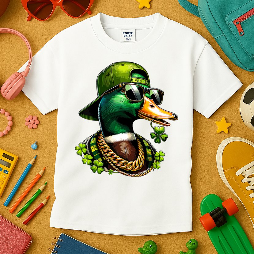Saint Patricks Call Me Lucky Mallard Duck St Patricks Day Kids T-Shirt
