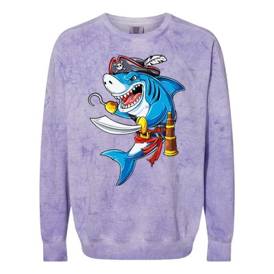 Shark Pirate Costume Jolly Roger Flag Jawsome Gifts Colorblast Crewneck Sweatshirt