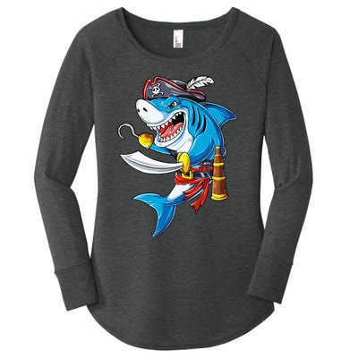 Shark Pirate Costume Jolly Roger Flag Jawsome Gifts Women's Perfect Tri Tunic Long Sleeve Shirt