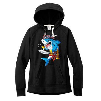 Shark Pirate Costume Jolly Roger Flag Jawsome Gifts Women's Fleece Hoodie