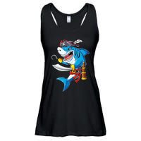 Shark Pirate Costume Jolly Roger Flag Jawsome Gifts Ladies Essential Flowy Tank