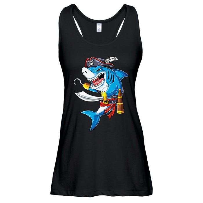 Shark Pirate Costume Jolly Roger Flag Jawsome Gifts Ladies Essential Flowy Tank