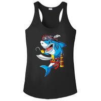 Shark Pirate Costume Jolly Roger Flag Jawsome Gifts Ladies PosiCharge Competitor Racerback Tank