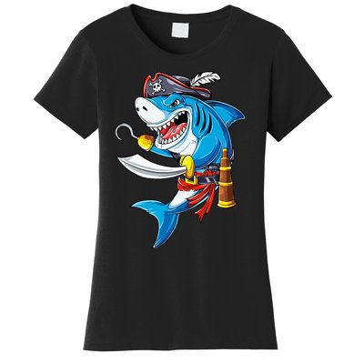 Shark Pirate Costume Jolly Roger Flag Jawsome Gifts Women's T-Shirt