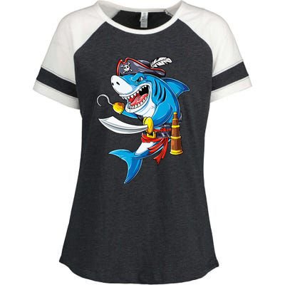 Shark Pirate Costume Jolly Roger Flag Jawsome Gifts Enza Ladies Jersey Colorblock Tee