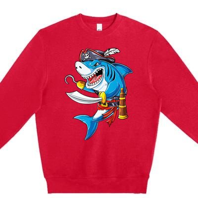 Shark Pirate Costume Jolly Roger Flag Jawsome Gifts Premium Crewneck Sweatshirt