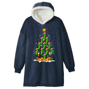 Santa Pickle Christmas Tree Lights Funny Pickle Lover Gift Hooded Wearable Blanket