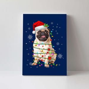 Santa Pug Christmas Lights Xmas Dog Lover Canvas