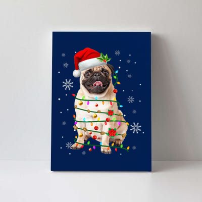 Santa Pug Christmas Lights Xmas Dog Lover Canvas