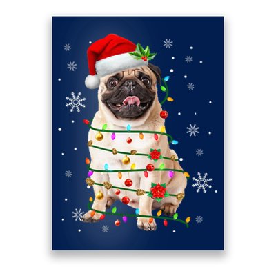 Santa Pug Christmas Lights Xmas Dog Lover Poster