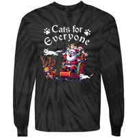 Santa's Purring Crew Cat Lovers Christmas Delight  Tie-Dye Long Sleeve Shirt