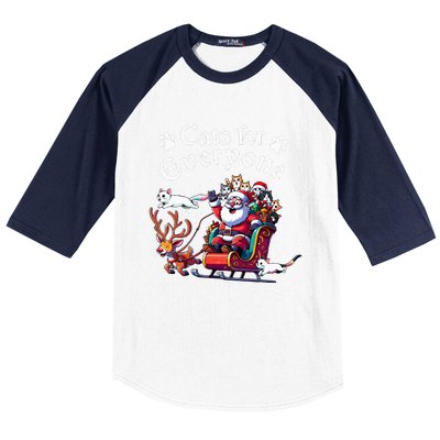 Santa's Purring Crew Cat Lovers Christmas Delight  Baseball Sleeve Shirt