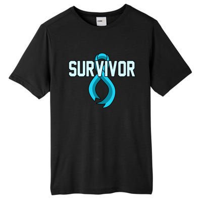 Survivor Prostate Cancer Awareness Blue Ribbon Graphic Gift Tall Fusion ChromaSoft Performance T-Shirt