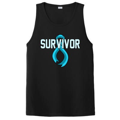 Survivor Prostate Cancer Awareness Blue Ribbon Graphic Gift PosiCharge Competitor Tank