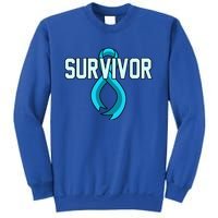 Survivor Prostate Cancer Awareness Blue Ribbon Graphic Gift Sweatshirt