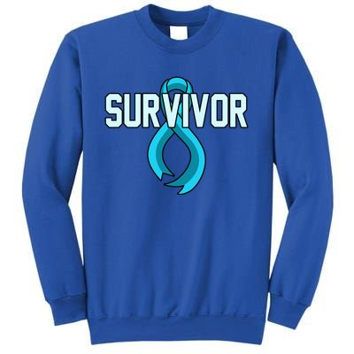 Survivor Prostate Cancer Awareness Blue Ribbon Graphic Gift Sweatshirt