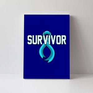 Survivor Prostate Cancer Awareness Blue Ribbon Graphic Gift Canvas