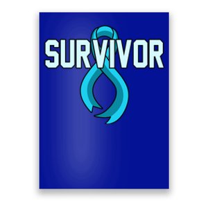 Survivor Prostate Cancer Awareness Blue Ribbon Graphic Gift Poster