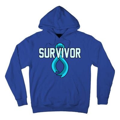 Survivor Prostate Cancer Awareness Blue Ribbon Graphic Gift Tall Hoodie