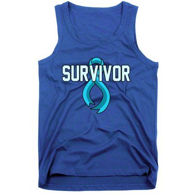 Survivor Prostate Cancer Awareness Blue Ribbon Graphic Gift Tank Top