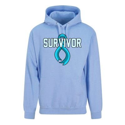 Survivor Prostate Cancer Awareness Blue Ribbon Graphic Gift Unisex Surf Hoodie