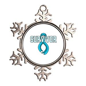 Survivor Prostate Cancer Awareness Blue Ribbon Graphic Gift Metallic Star Ornament