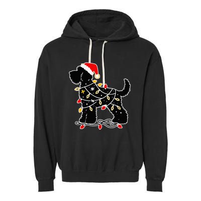 Santa Puppy Christmas Lights Garment-Dyed Fleece Hoodie