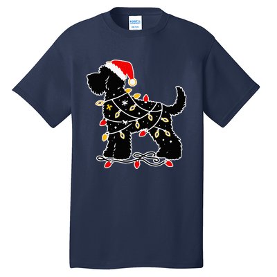 Santa Puppy Christmas Lights Tall T-Shirt