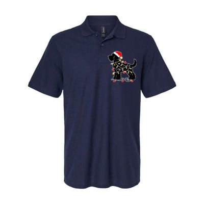 Santa Puppy Christmas Lights Softstyle Adult Sport Polo