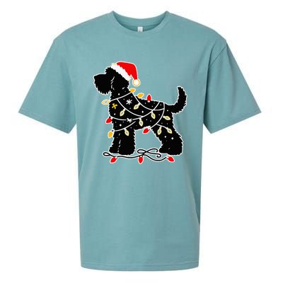 Santa Puppy Christmas Lights Sueded Cloud Jersey T-Shirt